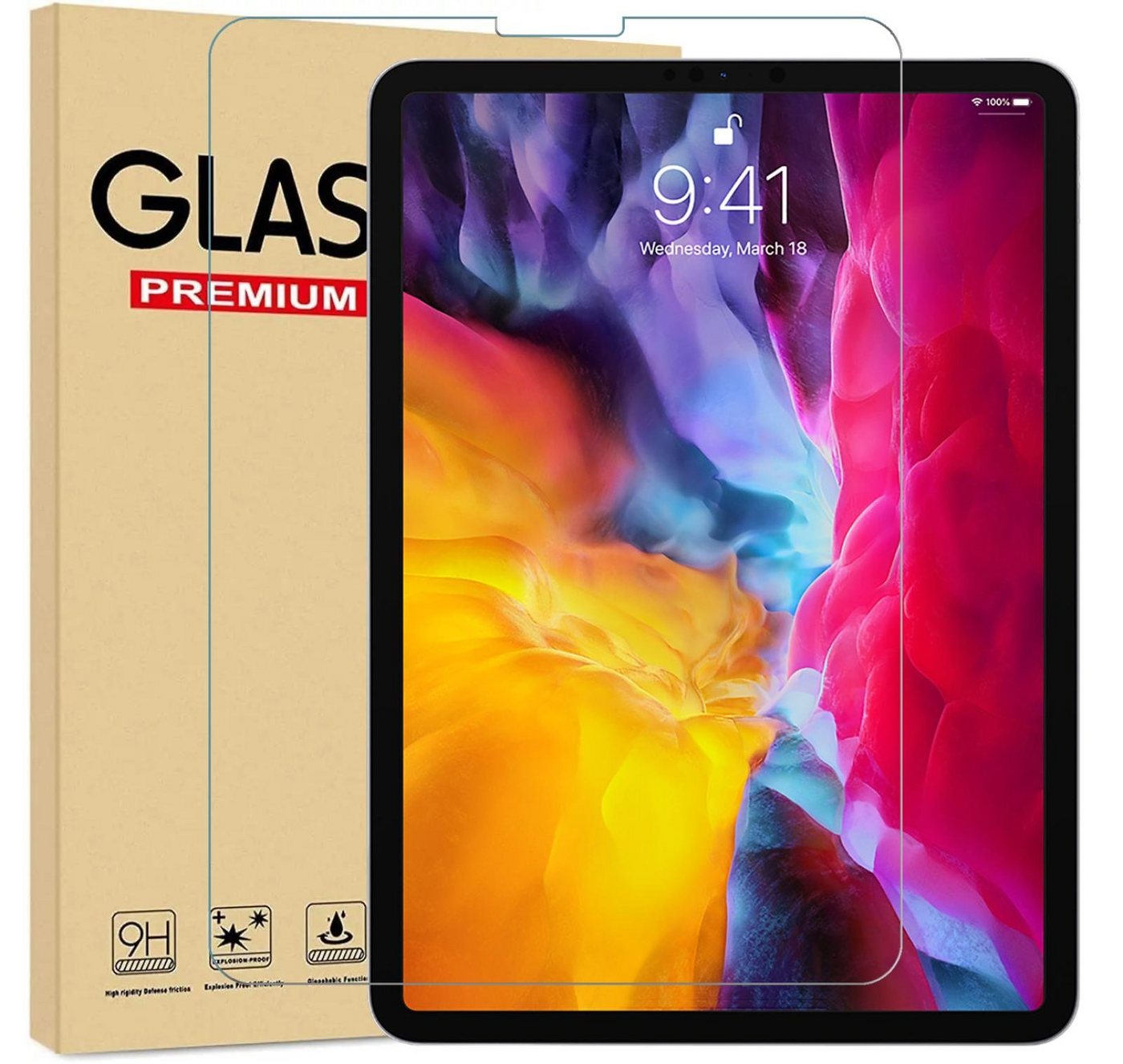 Numerva Schutzfolie Panzer Folie für Apple iPad Pro 11 (2020 / 2021), (Schutzfolie, 1x Schutzfolie 2x Reinigungstücher), Tablet Display Schutzglas Folie Echt Glas Folie 9H Bild 4