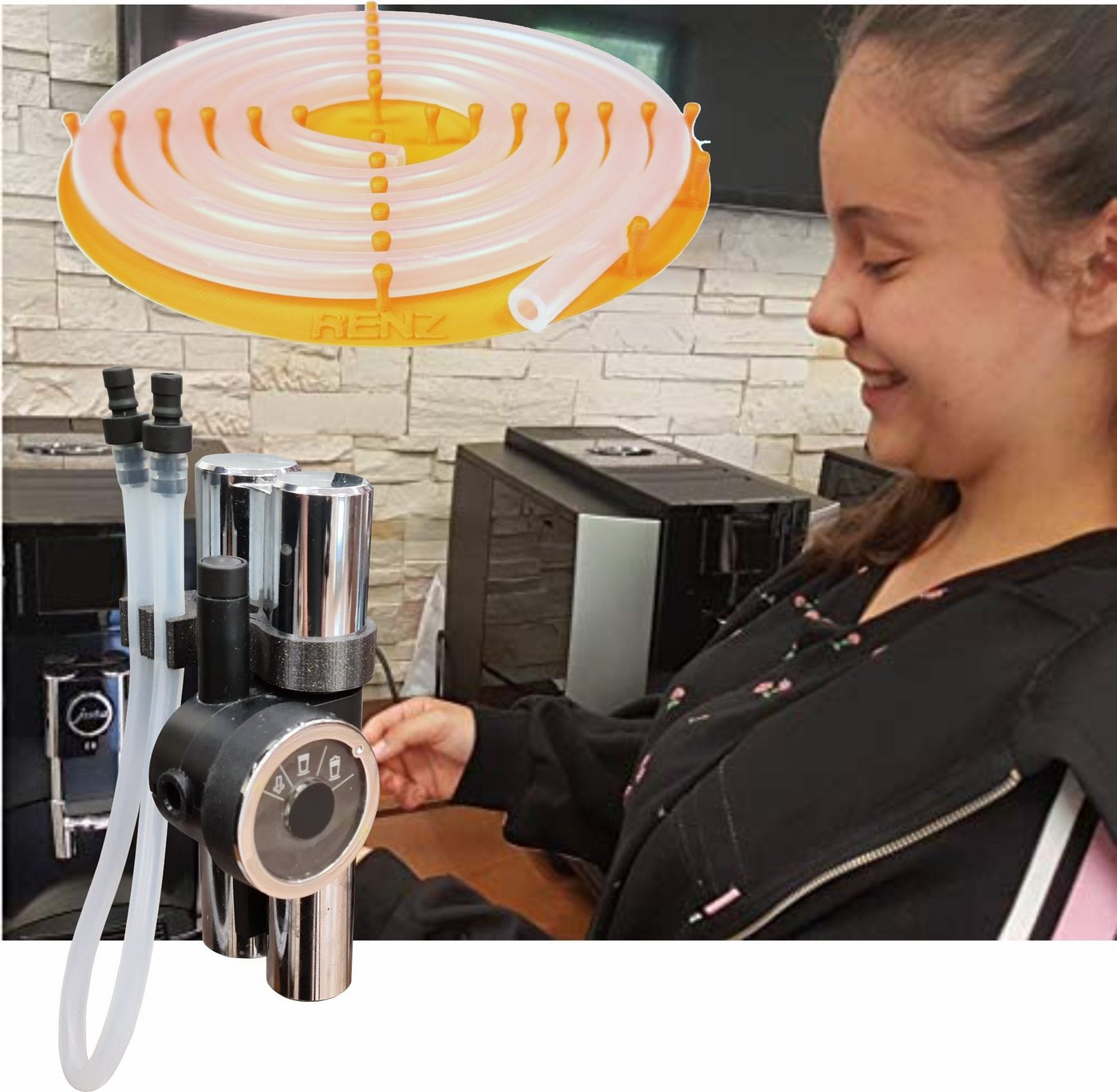 RENZ Milchschlauch Premium-Milchschlauch, Zubehör für Kaffeevollautomaten der Marken Jura Saeco Melitta Miele Philips Nivona Siemens Bosch, Innendurchmesser 3mm - Aussendurchmesser 6mm Bild 3