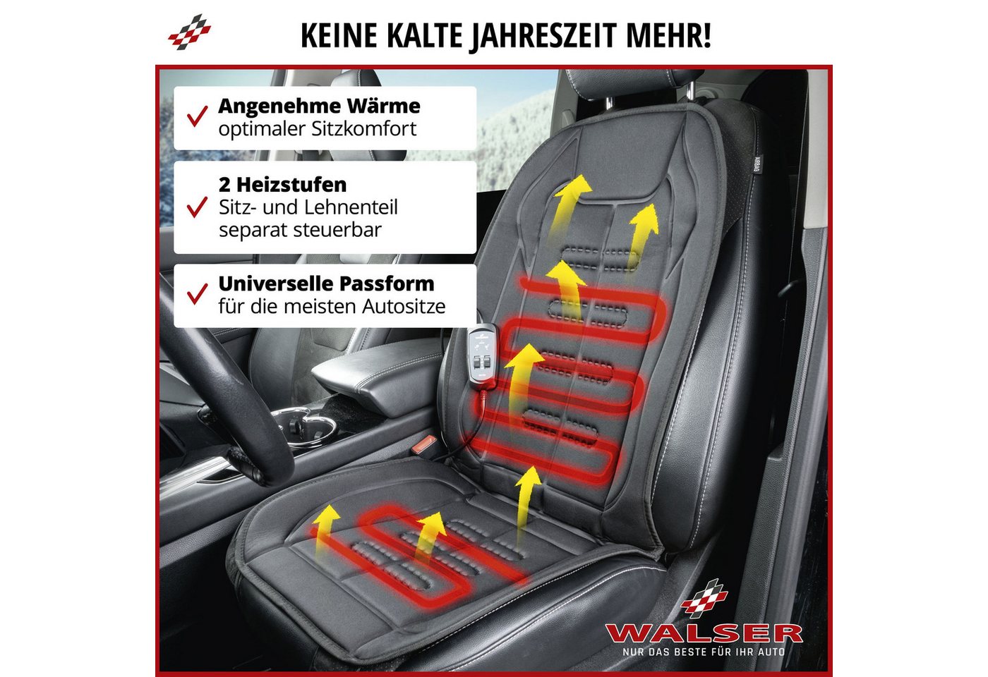 WALSER Autositzauflage Heizsitzaufleger Caldo, 1 Stück, 1-tlg.