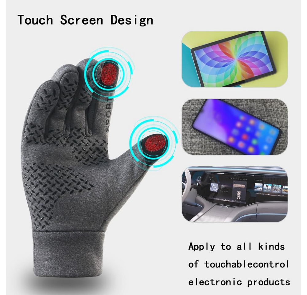 Coonoor Fahrradhandschuhe Damen Herren Warme Winterhandschuhe wasserdichte Fleecehandschuhe Touchscreenhandschuhe Winddichte Laufhandschuhe rutschfeste Bild 3