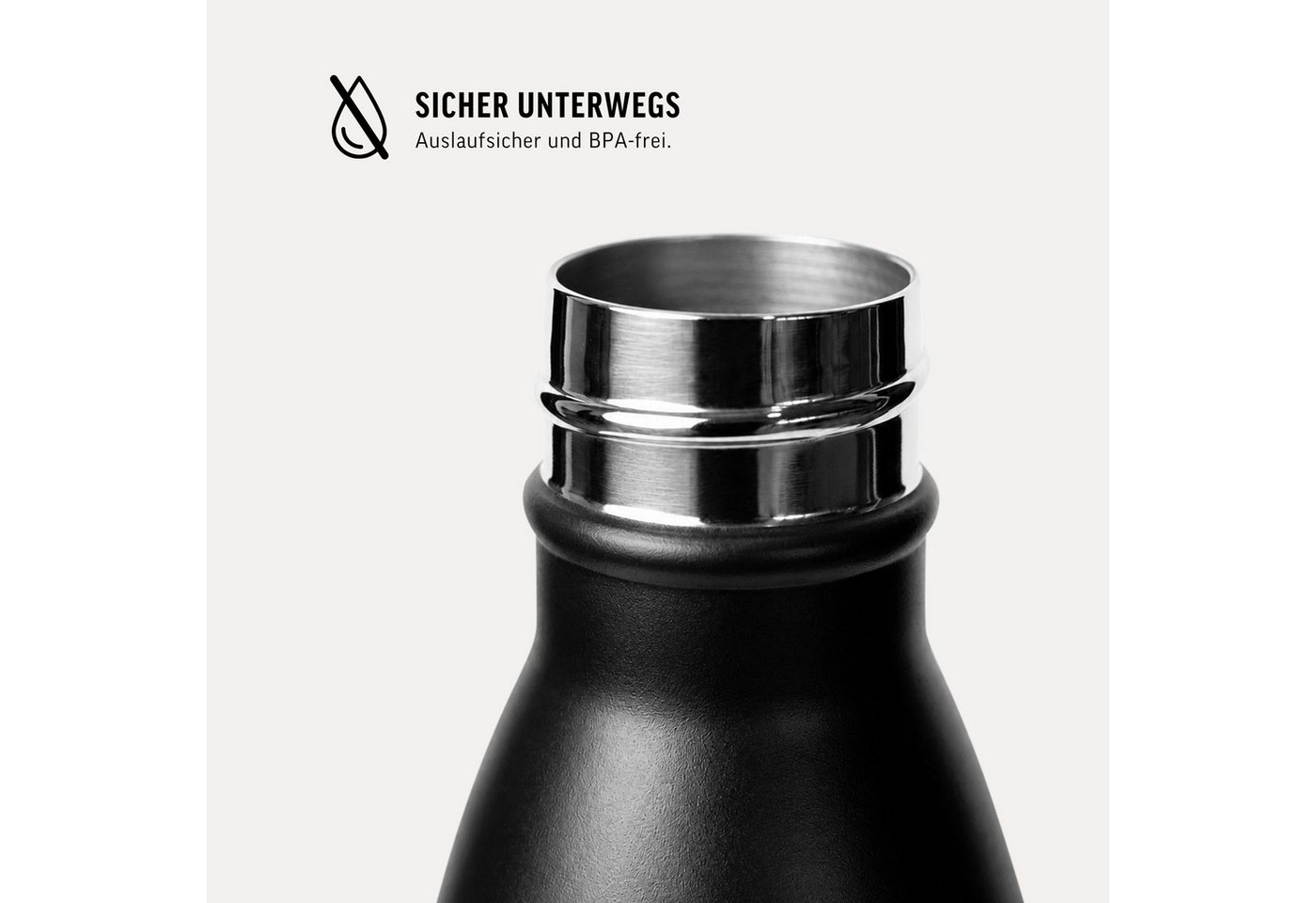 Smilodox Trinkflasche Sveltis, 750ml Edelstahl Thermoflasche, BPA-frei, 100% Auslaufsicher, Schlanke Form, Edelstahl, Thermofunktion, für Büro, Gym & Alltag