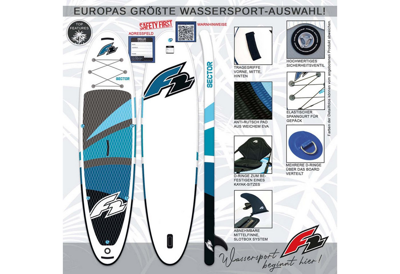 F2 SUP-Board F2 SUP Stand Up Paddle Board Sector 11'5'' Blau, Stand up paddle board Bild 3