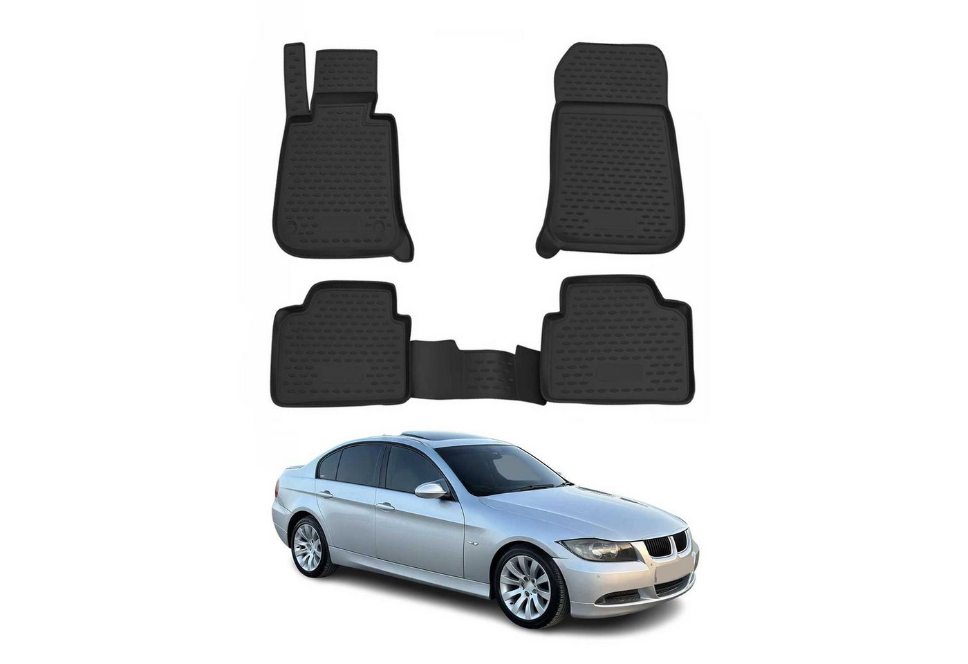 OMAC Auto-Fußmatten für BMW 3er E90 2005-2013 Schwarz 4 tlg TPE (4 St), Antirutsch,Wasserfest,Einfache Installation