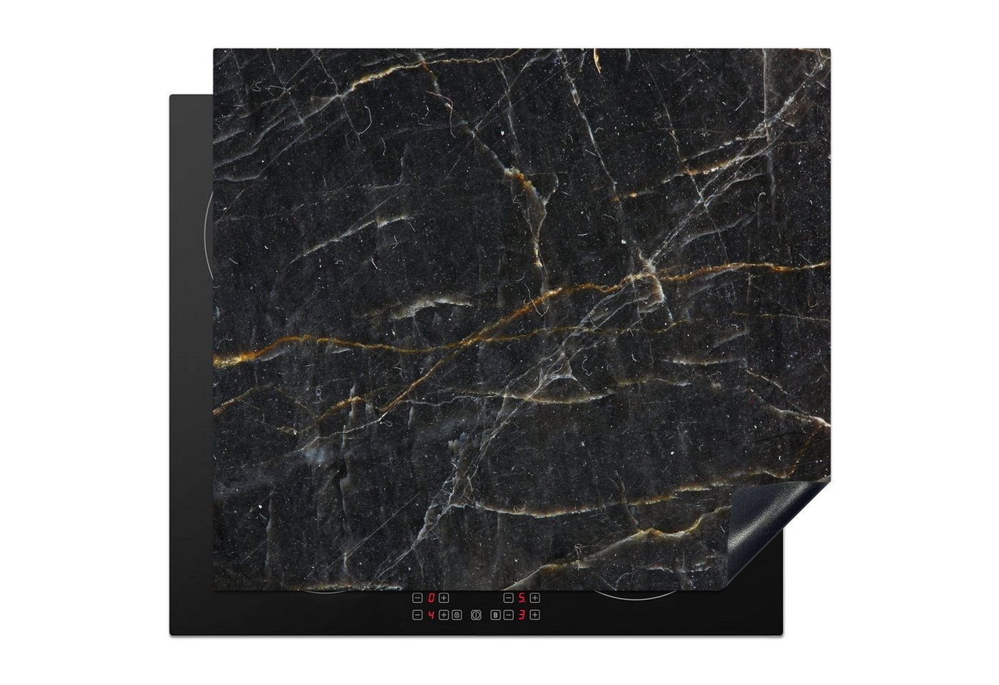 MuchoWow Herd-Abdeckplatte Marmor - Schwarz - Gold - Grau - Marmoroptik/print, Vinyl, (1 tlg), Küche Herdabdeckplatte Ceranfeld Vinyl Einteilig, 59x52 cm Bild 5