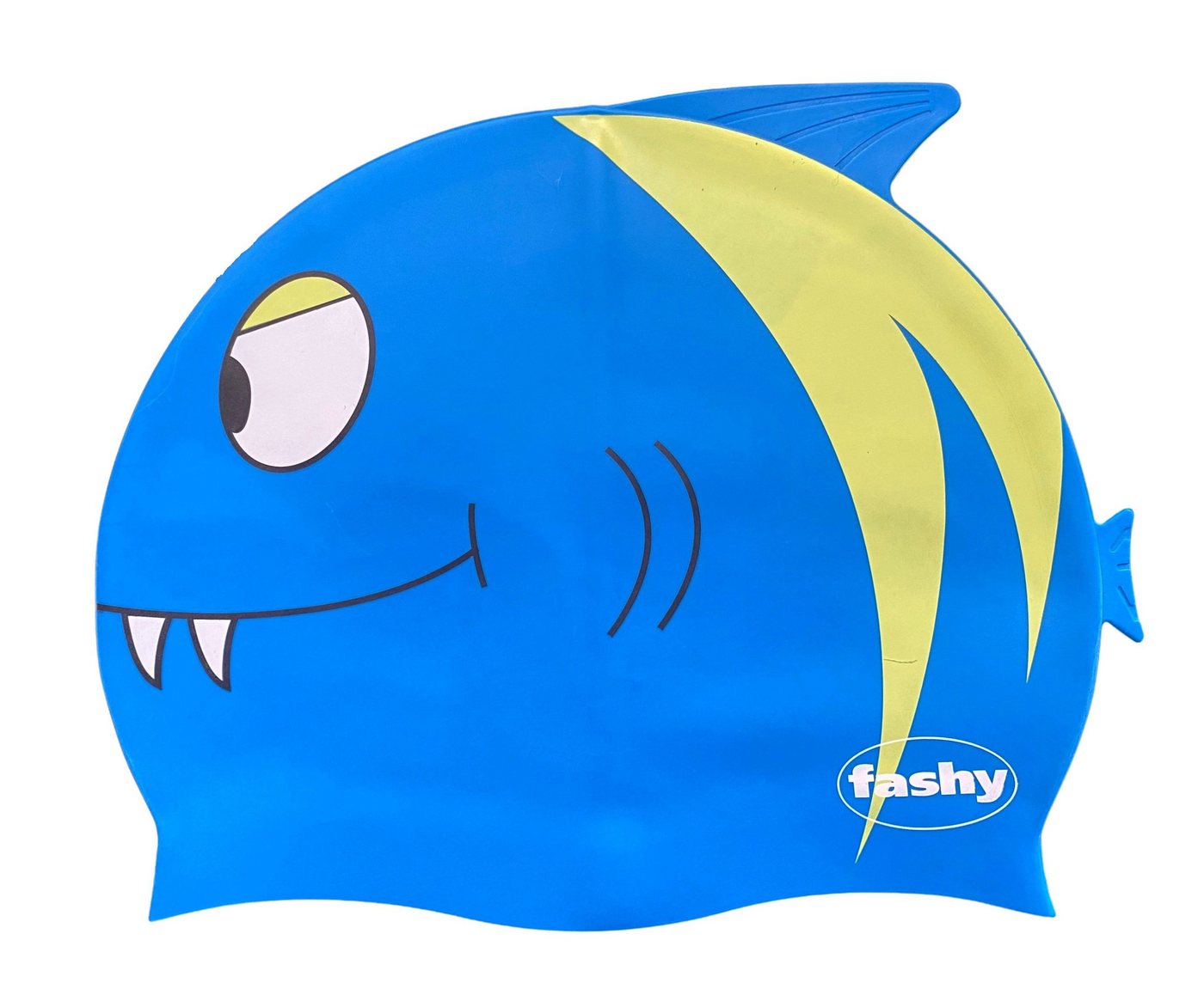 Fashy Badekappe Fashy - Kinder Badehaube Badekappe Schwimmhaube Silikon Hai Fisch