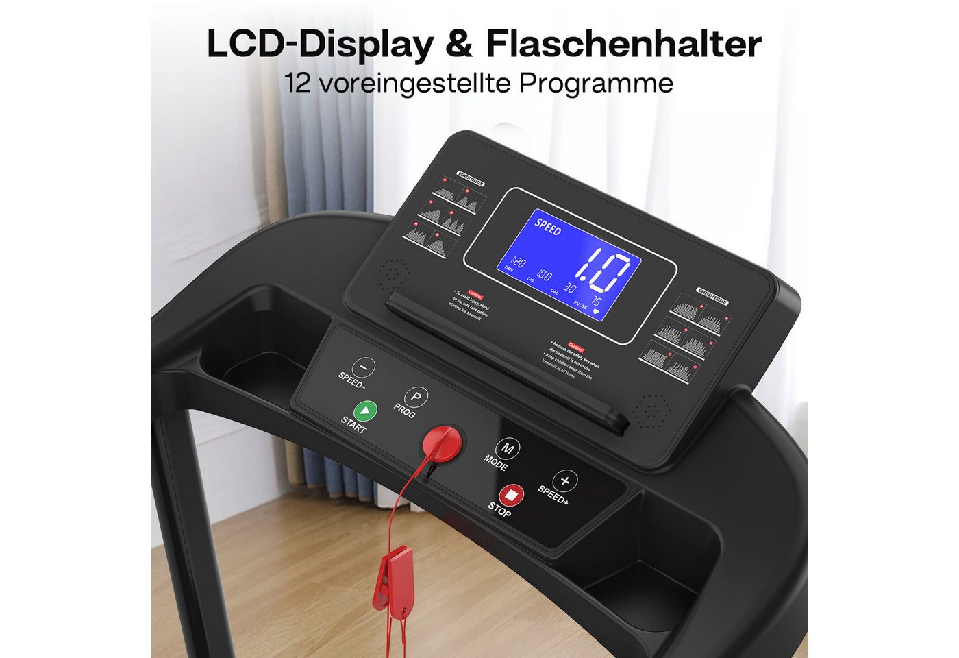 kowdom Laufband Seniorenlaufband mit App, LED-Display & Haltegriffen (Laufband für Heimgebrauch, Geschwindigkeitsregelung, Manuelle Einstellung, Trainingsdatenanzeige), Senioren-Griff, LED, Dämpf., Sicherh., schon Bild 2