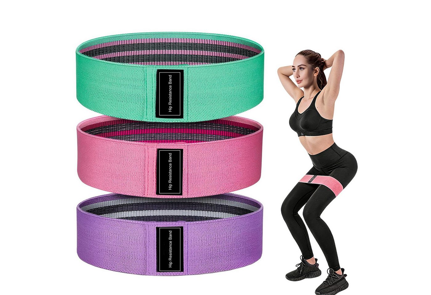 Kityhome Trainingsbänder 3er Set Fitnessbänder Resistance Bands, rutschfest, schweißfest, Verstärktes Gewebe mit Gummischicht,Mobilisation & Dehnübungen