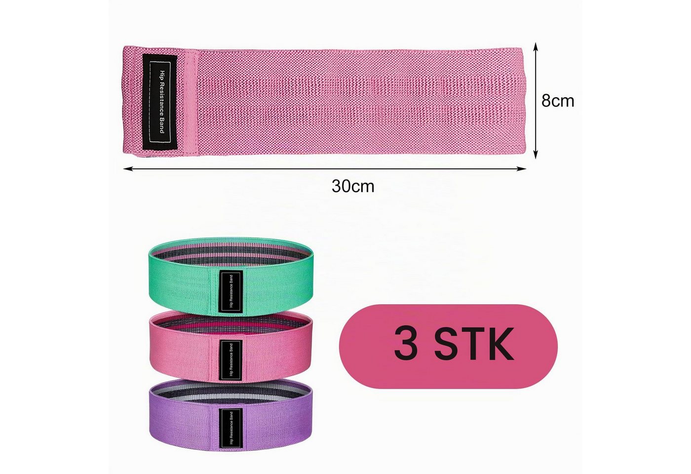 Kityhome Trainingsbänder 3er Set Fitnessbänder Resistance Bands, rutschfest, schweißfest, Verstärktes Gewebe mit Gummischicht,Mobilisation & Dehnübungen Bild 2