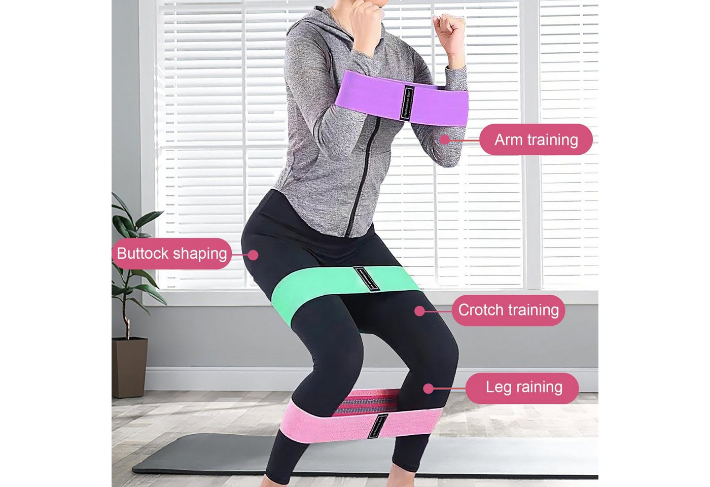 Kityhome Trainingsbänder 3er Set Fitnessbänder Resistance Bands, rutschfest, schweißfest, Verstärktes Gewebe mit Gummischicht,Mobilisation & Dehnübungen Bild 4