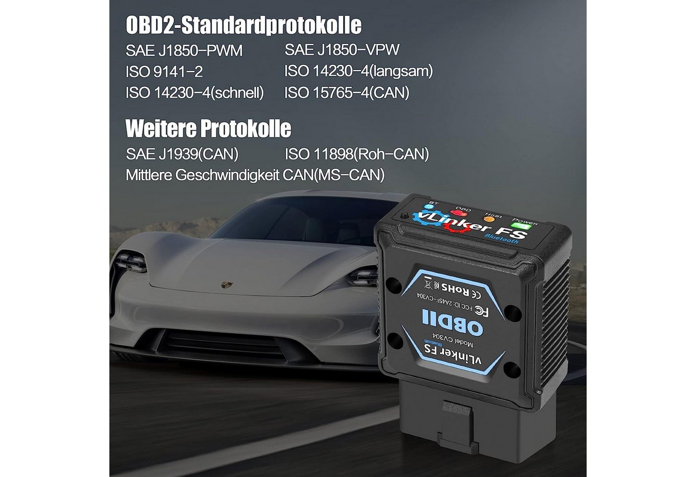 Vgate OBD2-Diagnosegerät Vgate vLinker FS Bluetooth OBD2 Diagnosegerät Adapter für iOS, Android