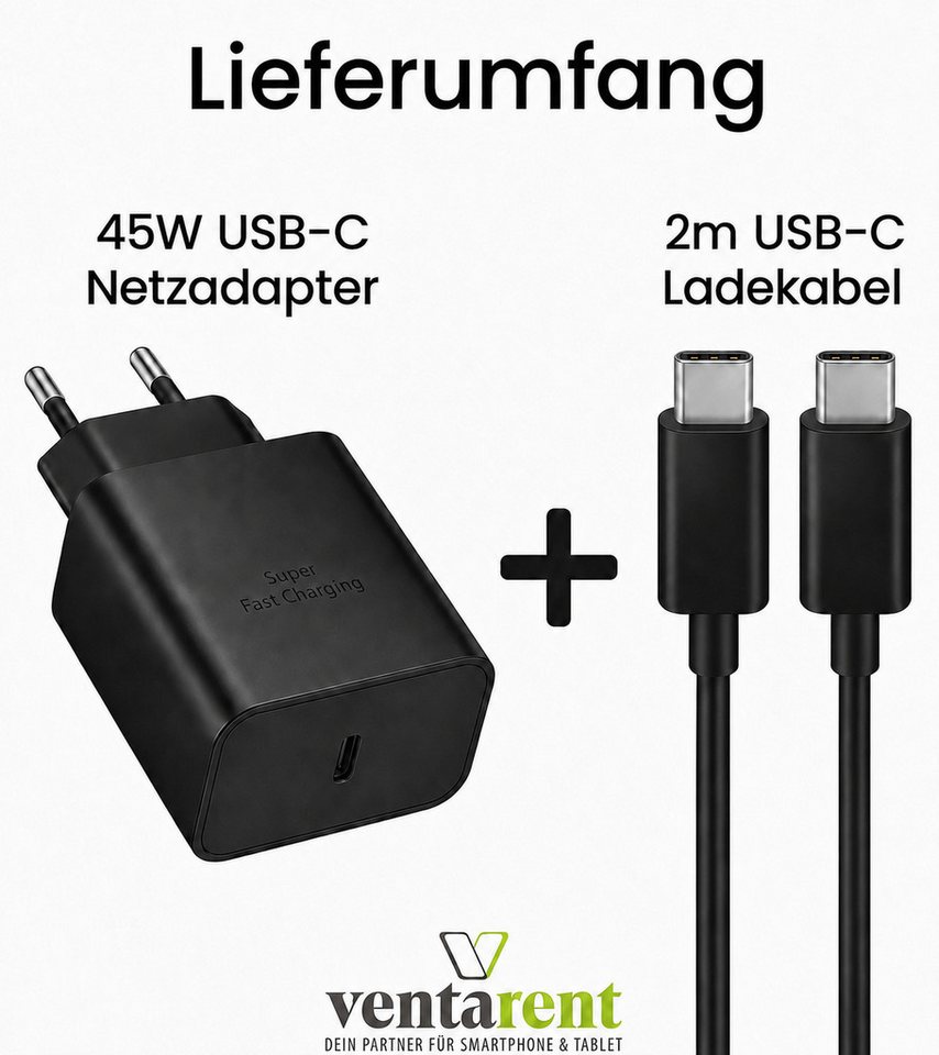 Ventarent 45W USB-C Power Delivery für Microsoft Surface USB-Ladegerät (3000 mA, Set, 2-tlg., Netzadapter mit Ladekabel, PPS) Bild 4