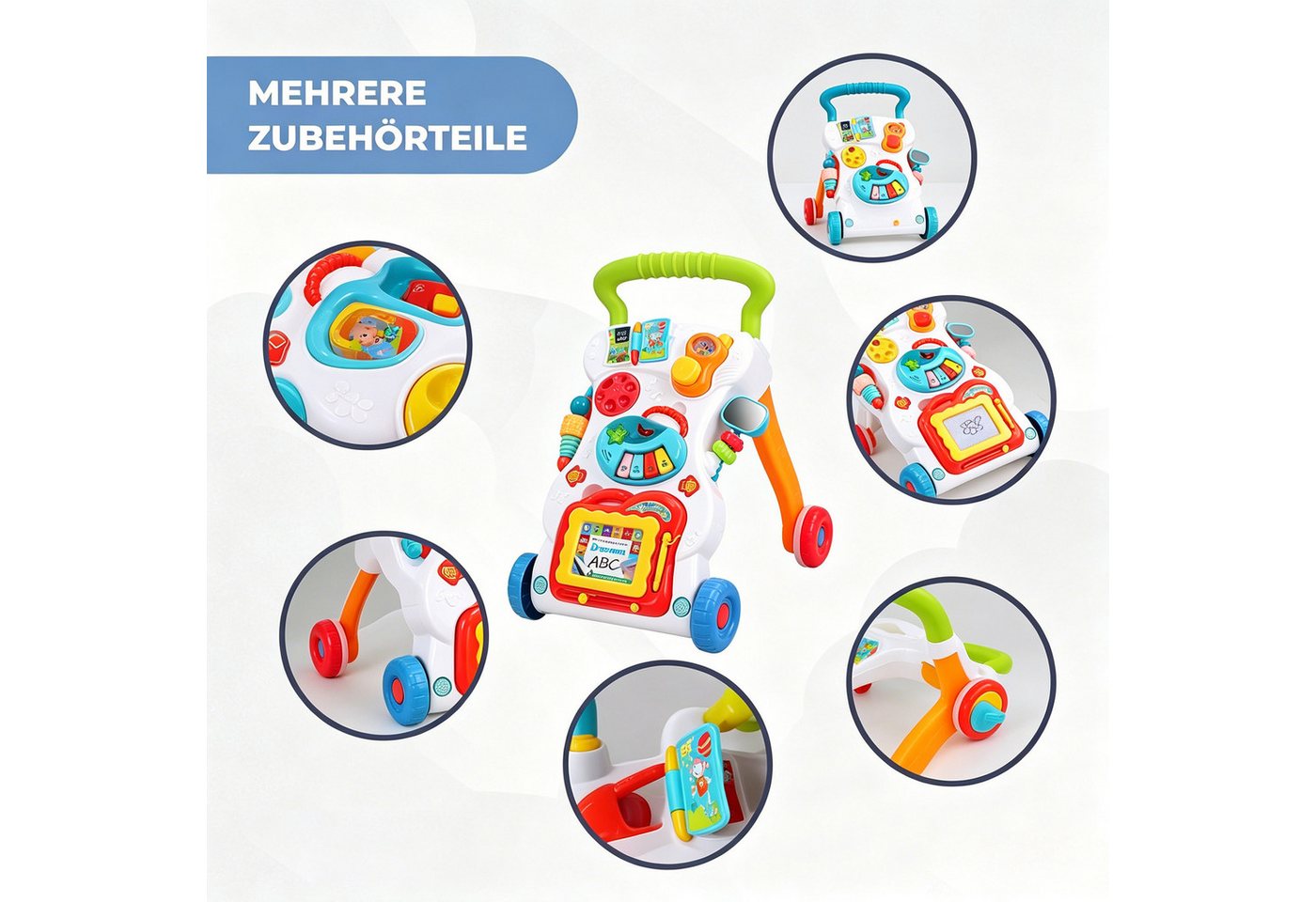 ibettertec Babywalker Lauflernwagen, Baby Walker Gehhilfe, Baby Laufwagen, Musik & Licht, (Kein Set, 1-tlg., Einzelprodukt, kein Set), Lauflernwagen mit Musik, Licht & einstellbarer Geschwindigkeit Bild 2