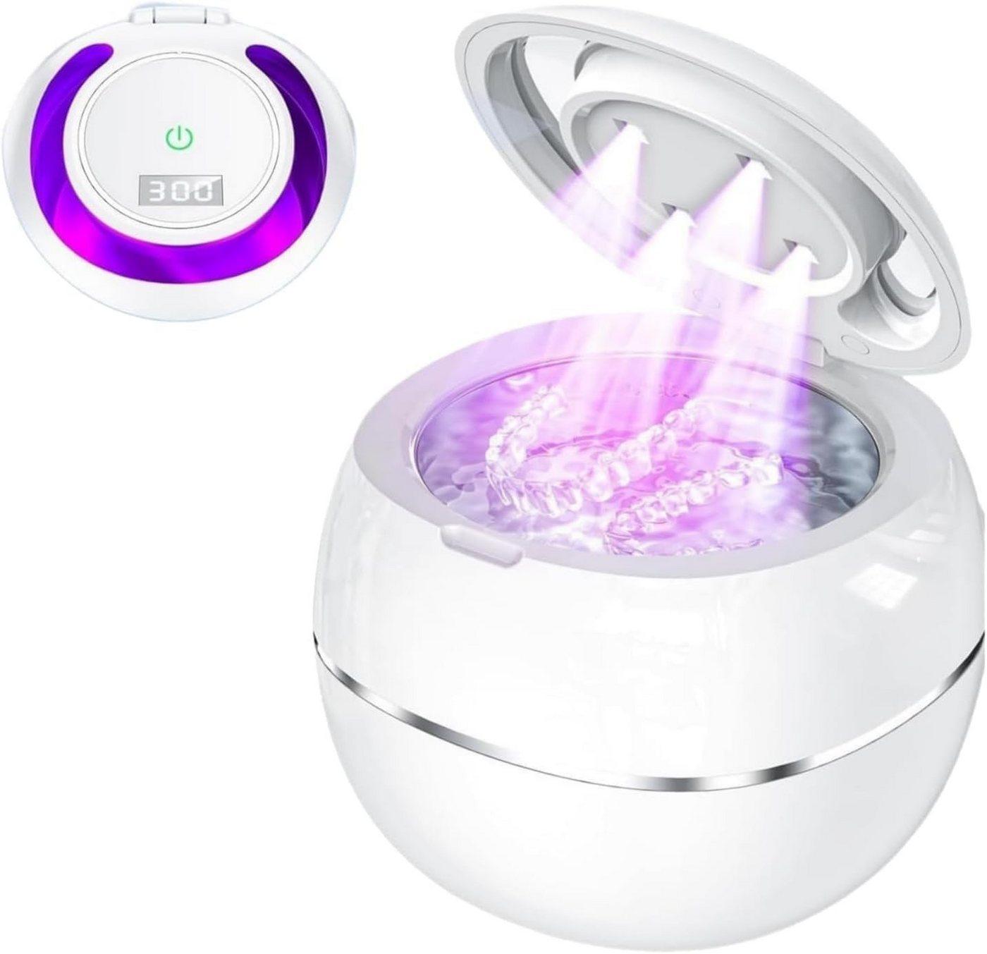 Topcony Ultraschallreiniger Ultraschallreinigungsgerät 42000Hz 180ml Tank für Zuhause Büro, Ultrasonic Cleaner für Zahnersatz, Retainer, Aligner Zahnschiene Bild 2