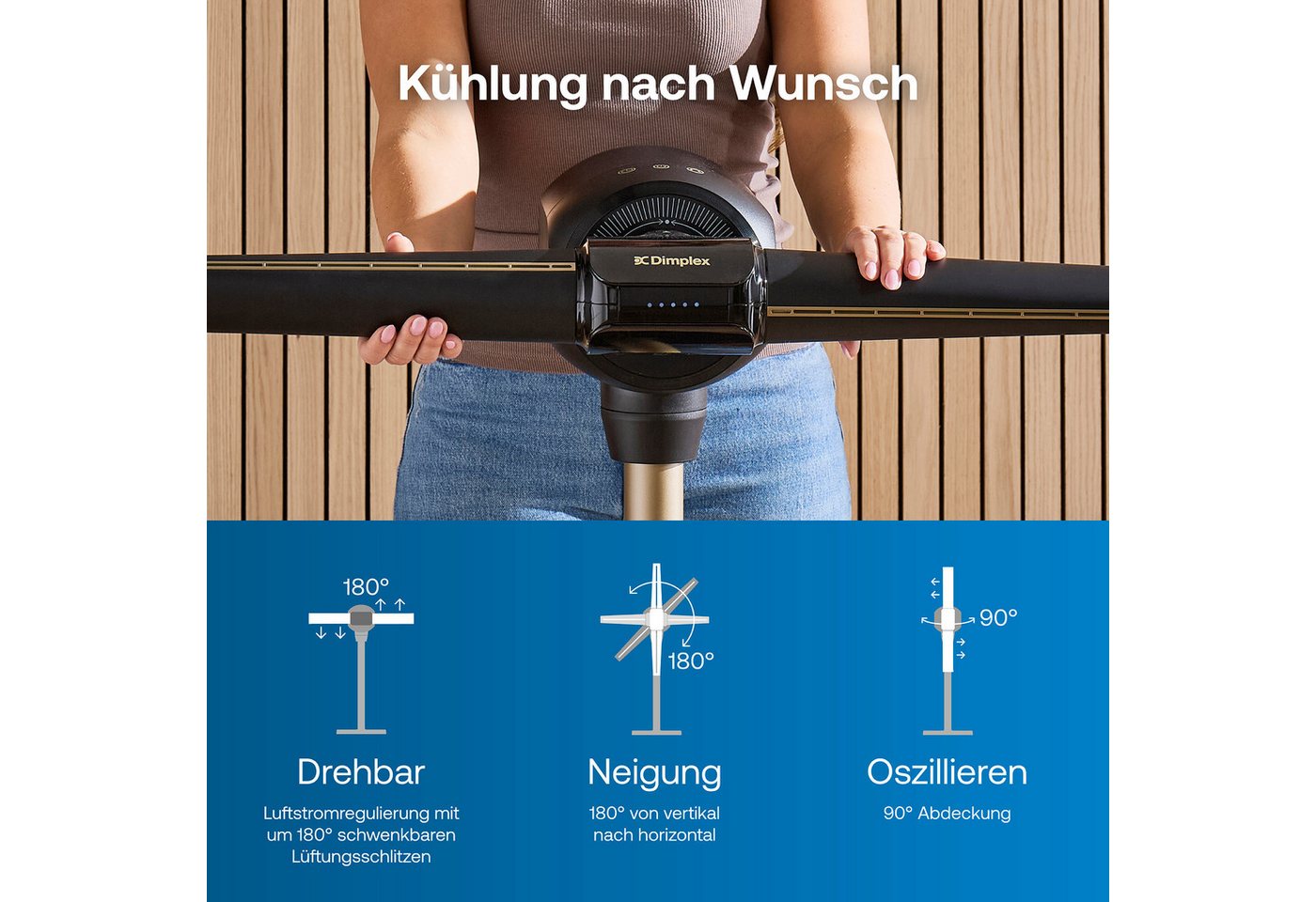 Dimplex Standventilator FlexBlade Ventilator – Blattlos, Zwei-Wege-Kühlung, 180° schwenkbar Bild 2