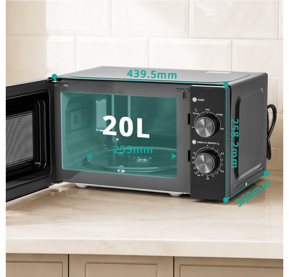 Smad Mikrowelle, Mikrowelle, 20 l, mit 5 Leistungsstufen,weiß Bild 3