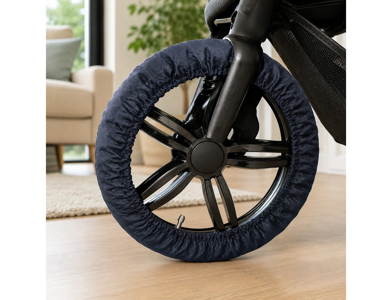 Best for Home Fußsack Reifenschutzhülle für Kinderwagen – 4er Set Schwenkräder (Radabdeckungs-Set, 4-tlg., 4 Radabdeckungen für Kinderwagenräder), elastische Ränder, schützt vor Schmutz, Kratzern und Abnutzung