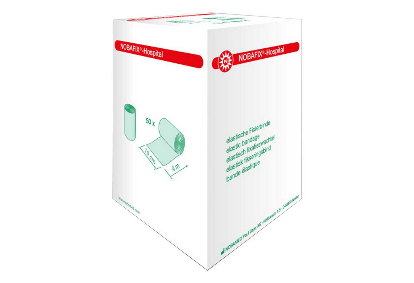 NOBAMED Paul Danz AG Erste-Hilfe-Set NOBAMED NOBAFIX Hospital Fixierbinde 10 cm x 4 m, (1 St), für Gelenke und Körperrundungen Bild 3
