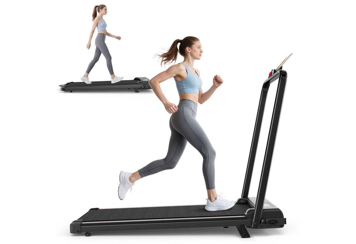 Hamlody Laufband Extrem leises Laufband mit 8 % Steigung, 2,5 PS, klappbar (Set, Zusammenklappbar und mit Rädern), < 40 dB / Geräuscharm, Maximale Belastbarkeit: 145 kg Bild 5