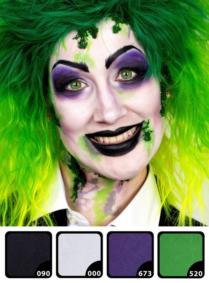 Maskworld Theaterschminke Make-up Set Beetlejuice, Halloween Schminkset mit optimal aufeinander abgestimmten Komponenten Bild 4