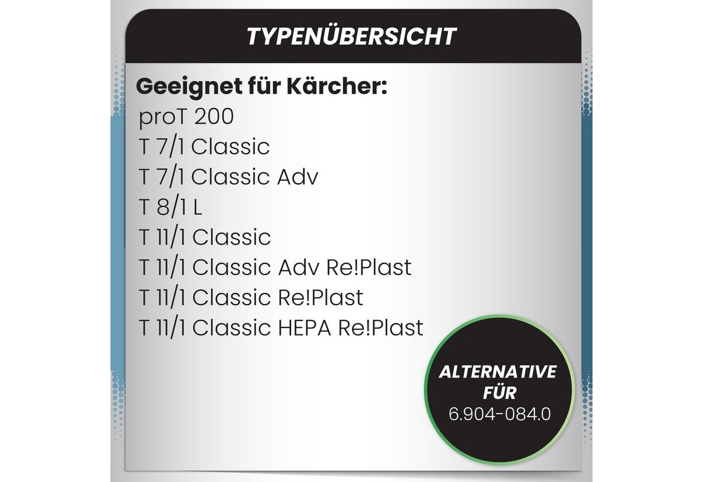 McFilter Staubsaugerbeutel 10 Stück oder 20 Stück, passend für Kärcher T 7/1 Classic, T 8/1 L, proT 200, 20 St., Alternative zu 6.904-084.0
