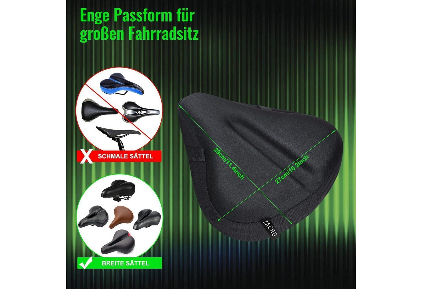 LuxusKollektion Sattelbezug Gel Sattelbezug für Fahrradsitz - Indoor Cycle Sattelschutz für Bild 2