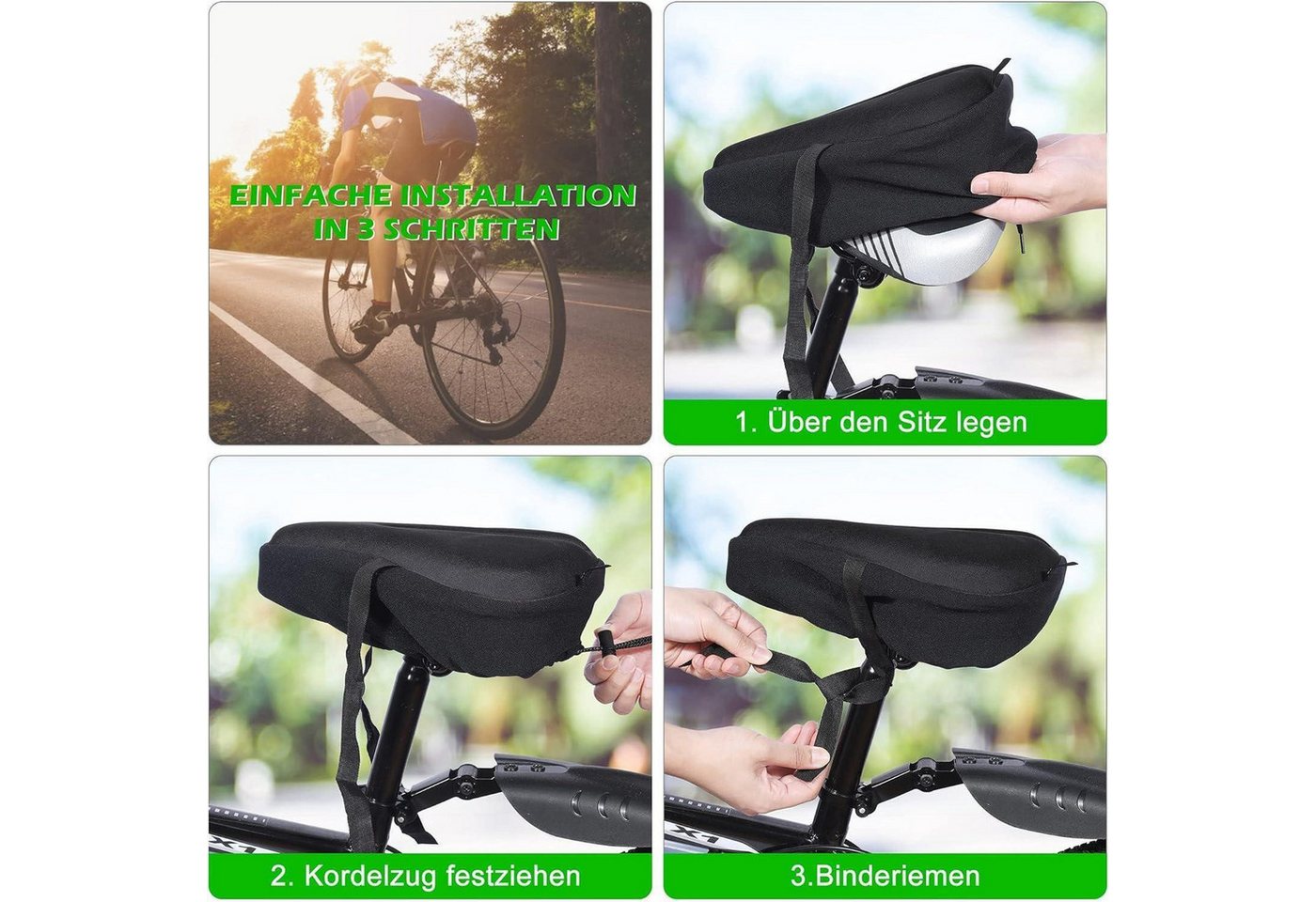 LuxusKollektion Sattelbezug Gel Sattelbezug für Fahrradsitz - Indoor Cycle Sattelschutz für Bild 5