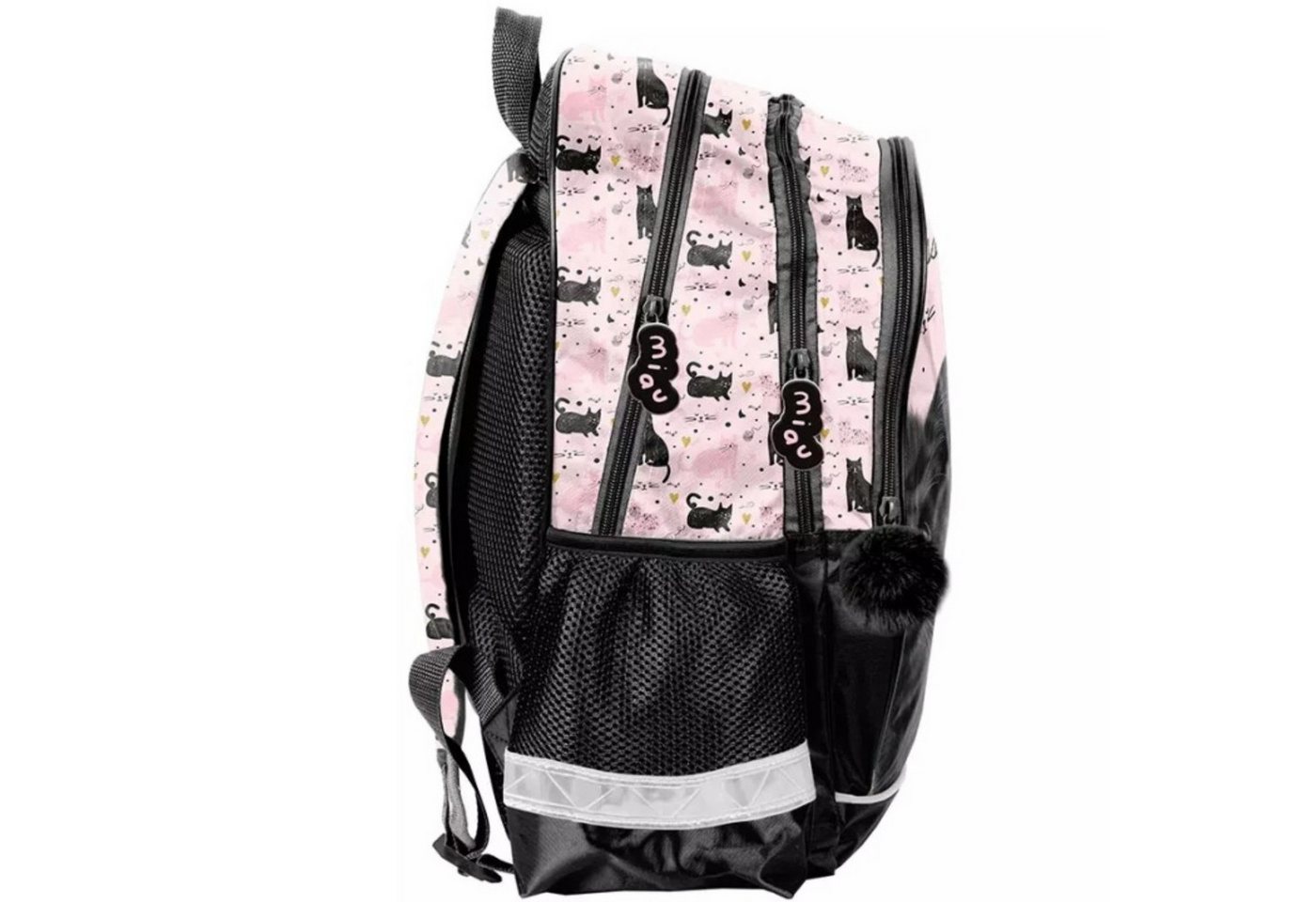 PASO Schulrucksack Paso Black Cat Schulrucksack für Mädchen Klasse 1-3 38 cm (1-tlg)