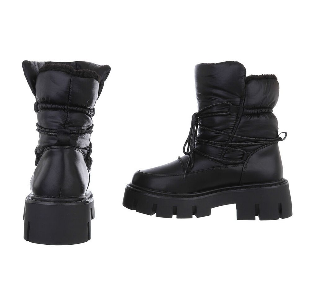 Ital-Design Damen Snowboots Freizeit Snowboots (88489461) Blockabsatz Stiefeletten in Schwarz
