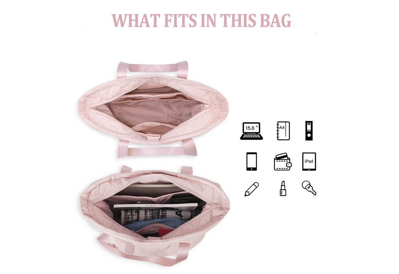 Coonoor Reisetasche Reißverschluss-Handtasche, Schultertasche, Reisetasche, Sporttasche, Damen Freizeitbag, geeignet für Arbeit, Schule und Einkaufen Bild 4