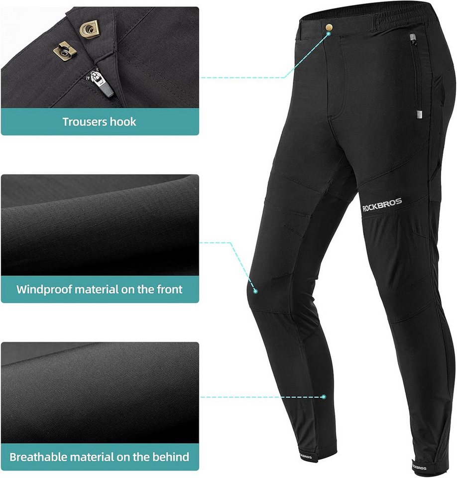 ROCKBROS Fahrradhose Herren 2-in-1 Fahrradhose Lang mit Sitzpolster atmungsaktiv