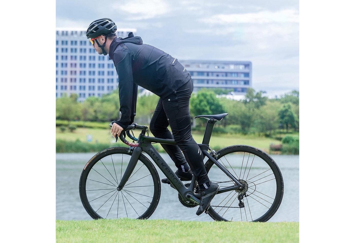 ROCKBROS Fahrradhose Herren 2-in-1 Fahrradhose Lang mit Sitzpolster atmungsaktiv Bild 2