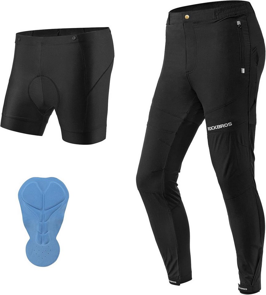 ROCKBROS Fahrradhose Herren 2-in-1 Fahrradhose Lang mit Sitzpolster atmungsaktiv Bild 5