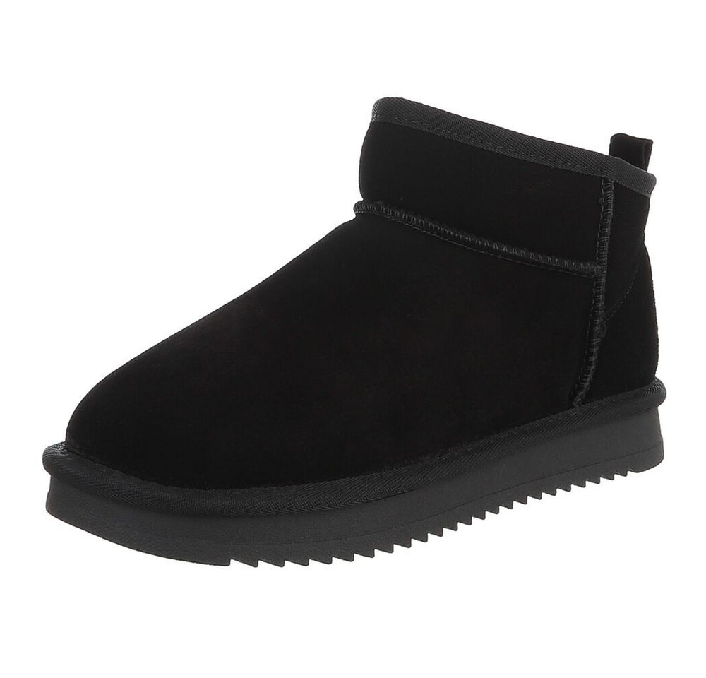Ital-Design Damen Leder Slip-On Stiefelette mit Profilsohle Snowboots (92214544) Flach Flache Stiefeletten in Schwarz Bild 4