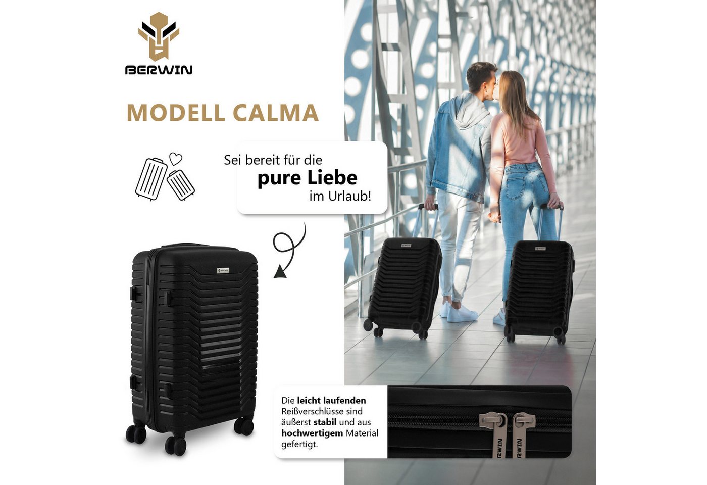 Berwin Trolleyset mit Beautycase Modell Calma Titan Schwarz, 4 Rollen, (Set, 4 tlg., MS-19776) Bild 2