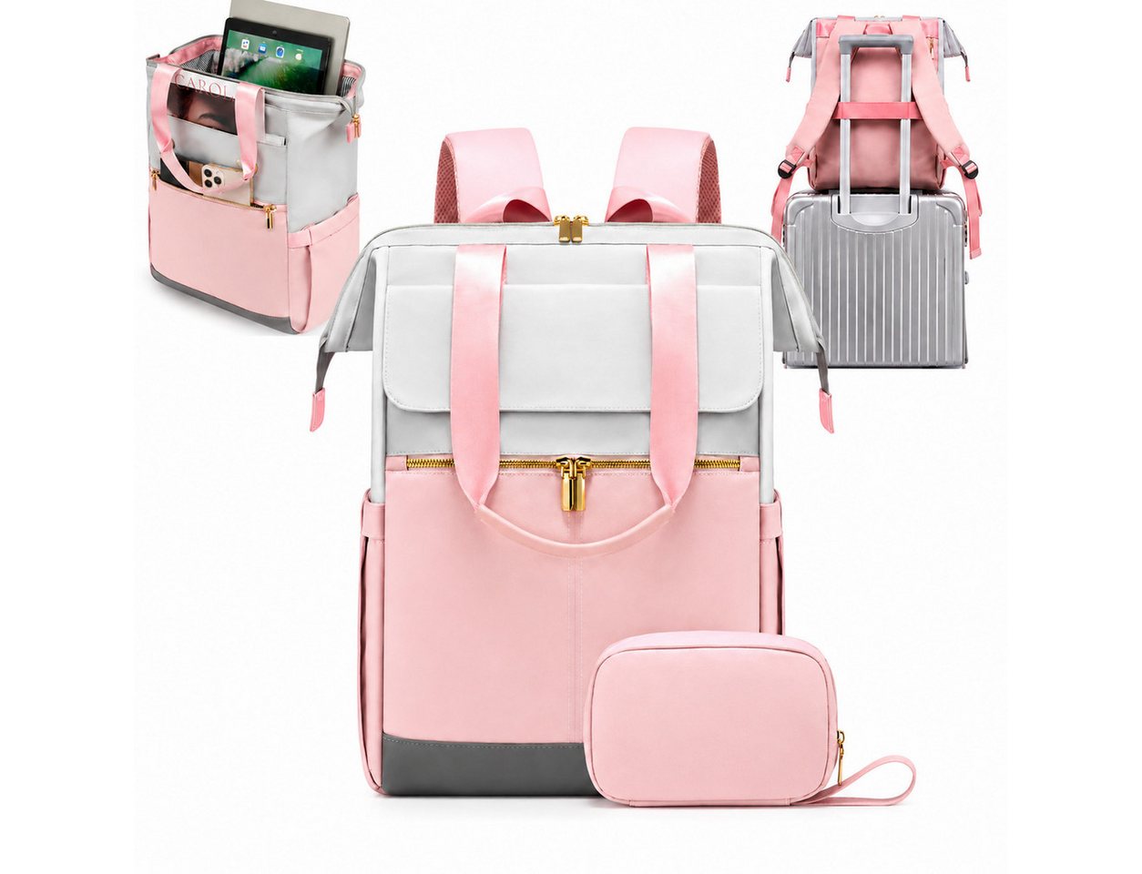 Toomoke Freizeitrucksack Laptop Rucksack 15,6 Zoll Damen Herren Business Reise Rucksack (Moderner Notebook Rucksack mit gepolstertem 15,6 Zoll Laptopfach, großem Stauraum, versteckter Sicherheitstasche, Kofferband), ideal für Büro, Studium, Geschäftsreisen und Alltag Bild 2