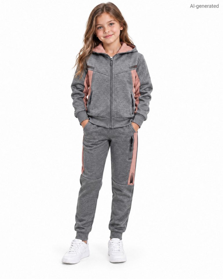 Girls Fashion Sweatanzug Mädchen Trainingsanzug 2-teilig MF293e (Set, Kapuzenjacke und Jogginghose) Bild 3