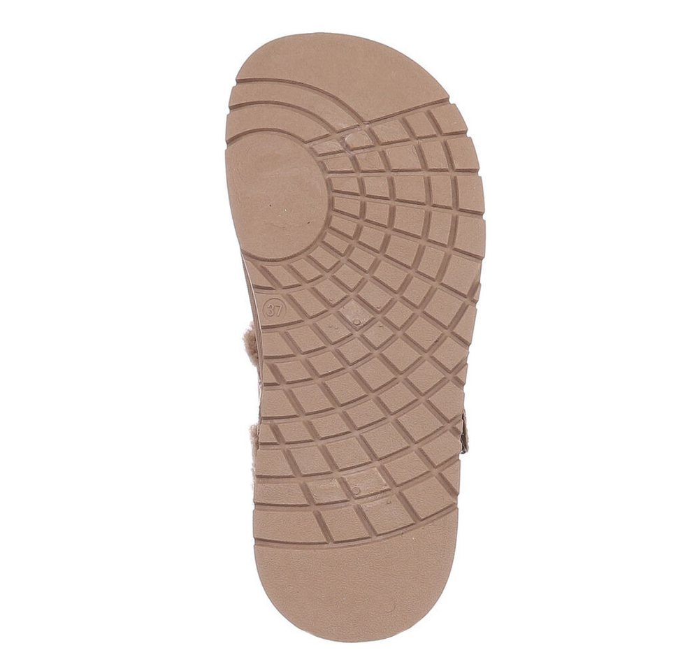 Ital-Design Damen Clog mit Fellfutter und Plateau-Sohle Snowboots (92392351) Flach Plateaustiefeletten in Hellbraun Bild 5