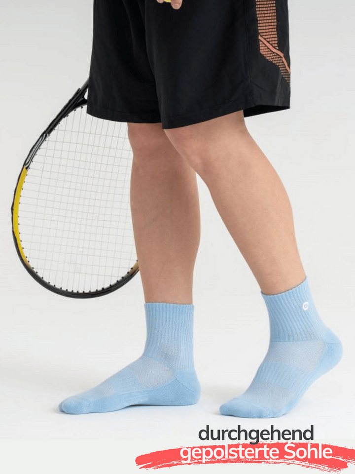 QOLONIA Sportsocken Quarter Socken halbhoch gepolstert, 4 Paar (Packung, 4 Paar) Durchgehend gepolstert, Mesh-Support am Fußrücken, verstärkte Ferse Bild 2
