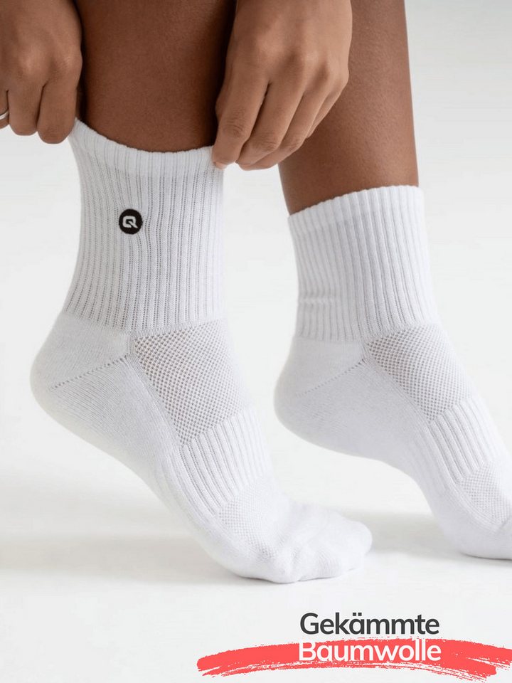 QOLONIA Sportsocken Quarter Socken halbhoch gepolstert, 4 Paar (Packung, 4 Paar) Durchgehend gepolstert, Mesh-Support am Fußrücken, verstärkte Ferse Bild 3