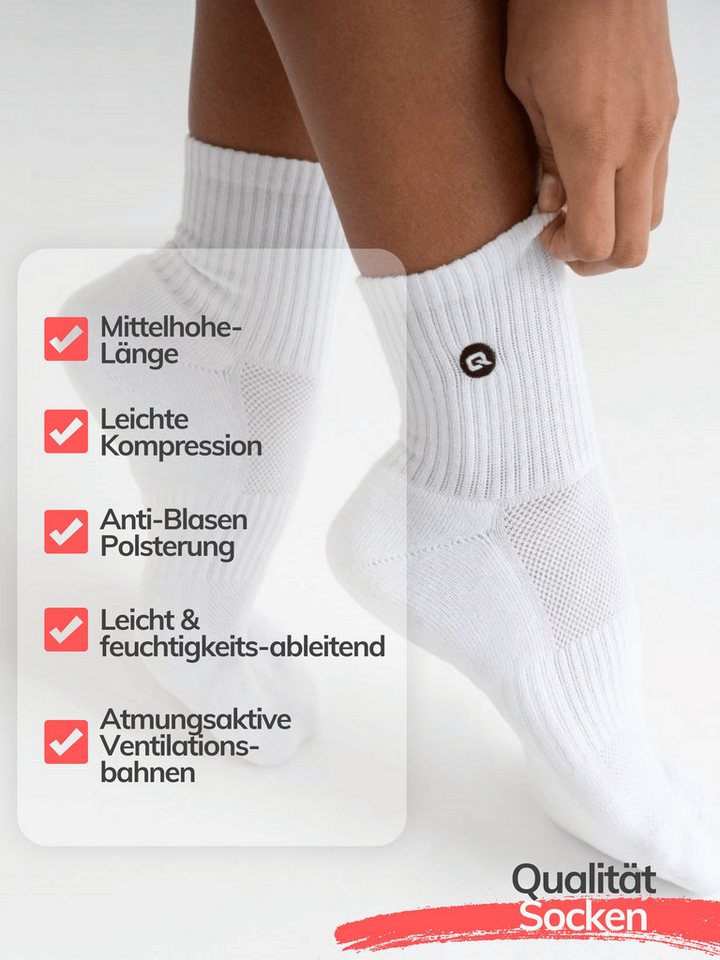 QOLONIA Sportsocken Quarter Socken halbhoch gepolstert, 4 Paar (Packung, 4 Paar) Durchgehend gepolstert, Mesh-Support am Fußrücken, verstärkte Ferse Bild 5