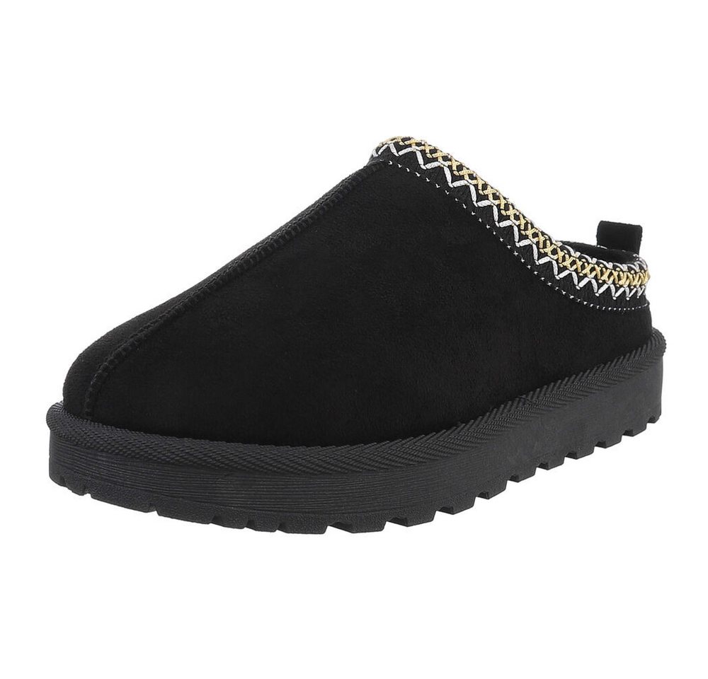 Ital-Design Bequeme Clogs für Damen mit dekorativen Details Snowboots (90457966) Flach Flache Stiefeletten in Schwarz Bild 3