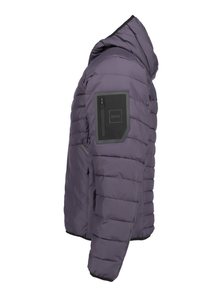 BOSS GREEN Outdoorjacke BOSS Men Green lila,Outdoor,Polyester,Unifarben,Stehkragen,Lang,Regular Fit