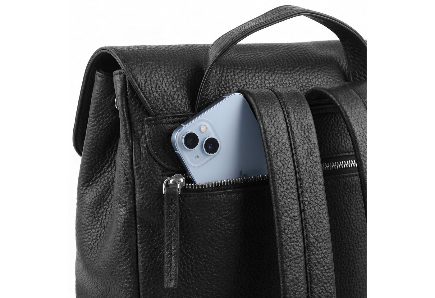 FEYNSINN Rucksack echt Leder Rucksack groß Ledertasche schwarz ALVA, Cityrucksack Echtleder, Leder-Rucksack Daypack Damen schwarz Bild 3