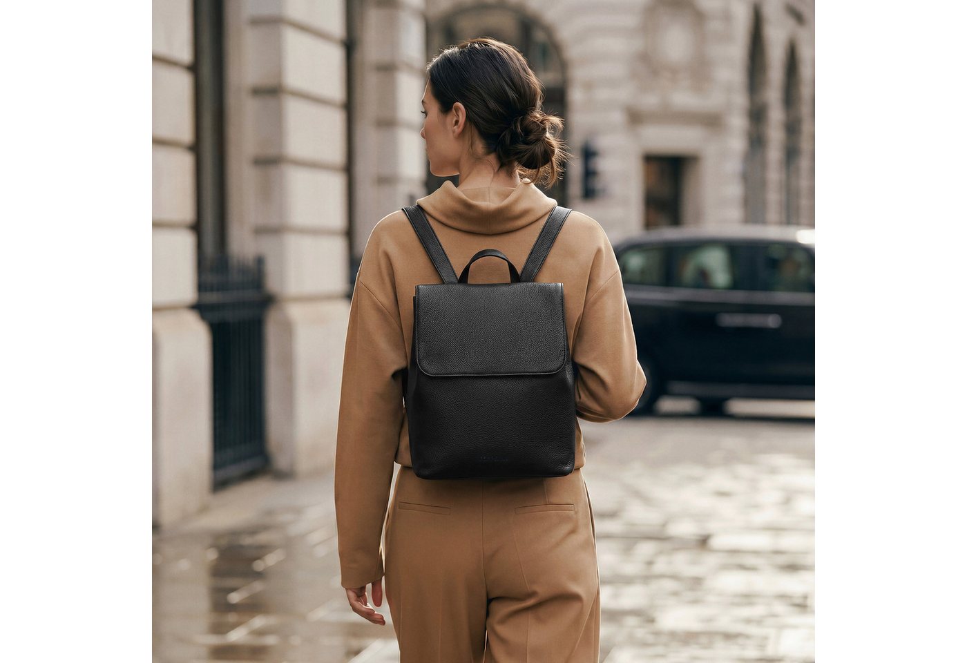 FEYNSINN Rucksack echt Leder Rucksack groß Ledertasche schwarz ALVA, Cityrucksack Echtleder, Leder-Rucksack Daypack Damen schwarz Bild 5