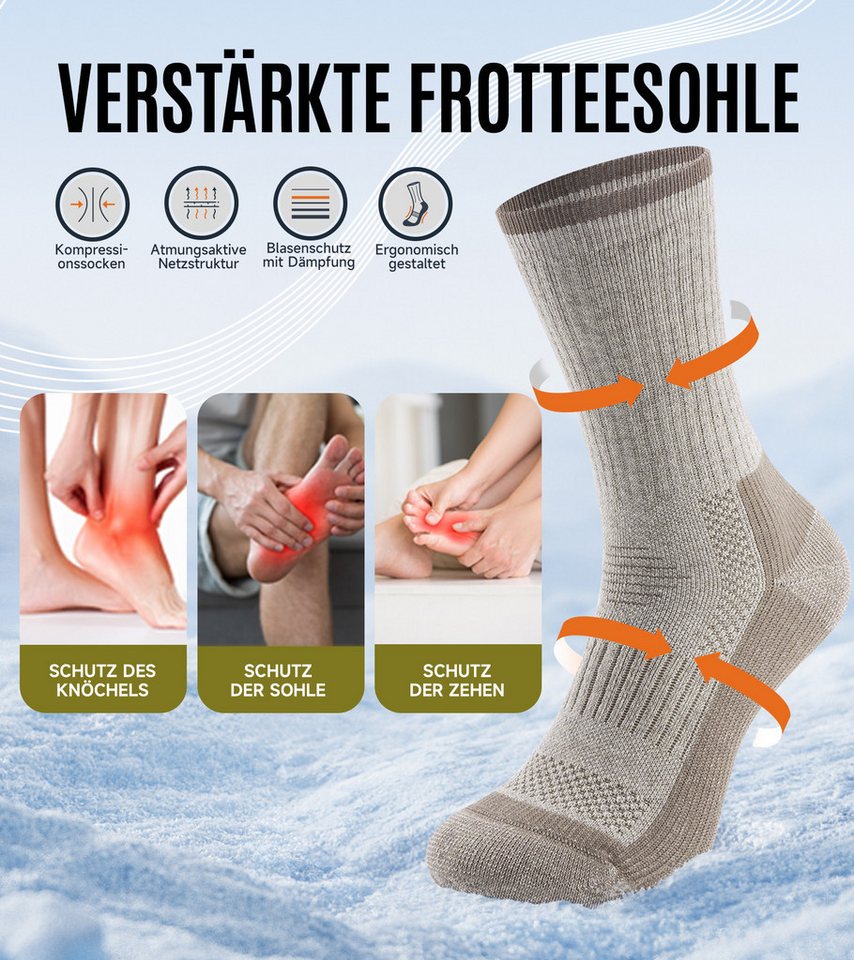 TANSTC Wandersocken Sportsocken Damen & Herren Merino Wool Socken Basicsocken 3er Pack (Packung, 3 Paar Socken) Feuchtigkeitsregulierend, atmungsaktiv, temperaturregulierend Bild 4