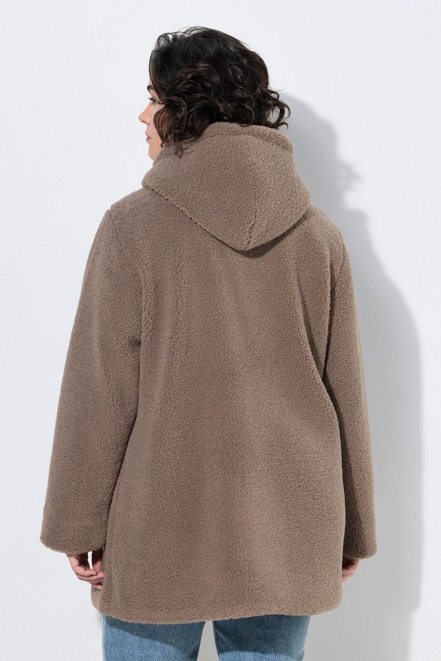Ulla Popken Outdoorjacke Teddy-Jacke A-Linie Kapuze Knebelknöpfe