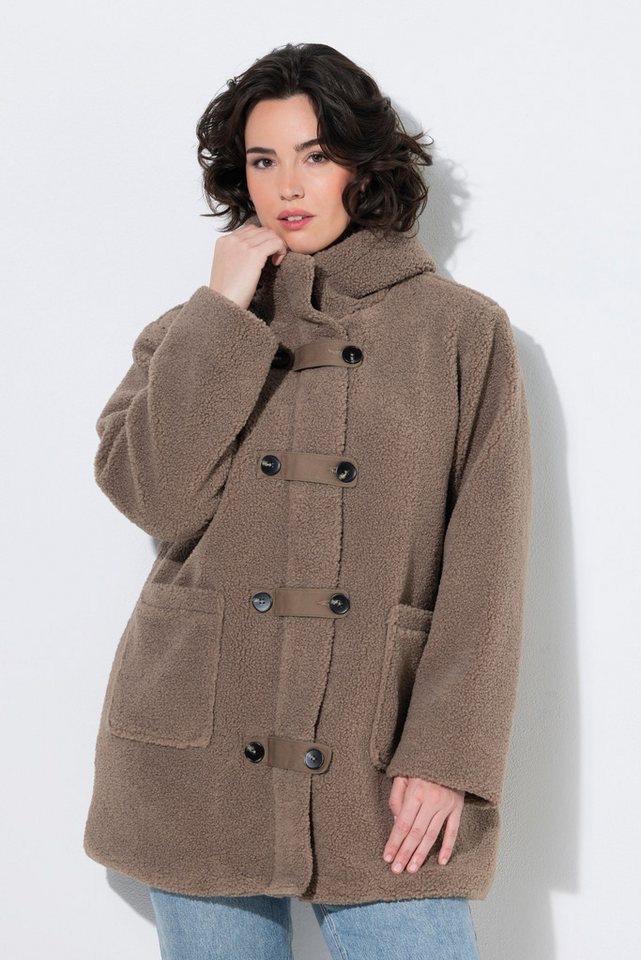 Ulla Popken Outdoorjacke Teddy-Jacke A-Linie Kapuze Knebelknöpfe Bild 4