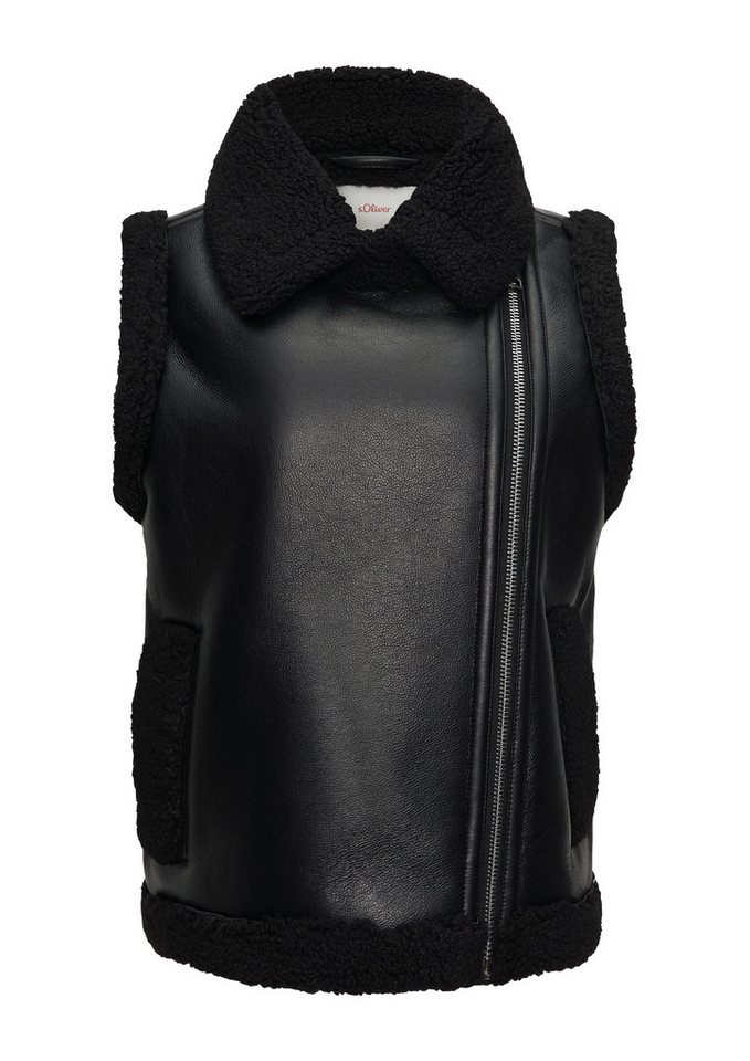 s.Oliver Outdoorjacke Outdoor-Weste Weste aus Lederimitat mit Teddyplüsch Bild 3
