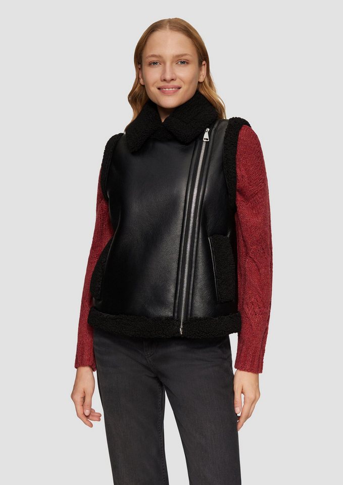 s.Oliver Outdoorjacke Outdoor-Weste Weste aus Lederimitat mit Teddyplüsch Bild 5