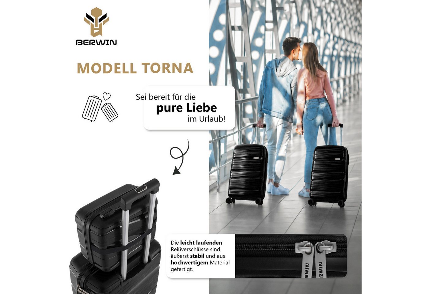 Berwin Trolleyset mit Beautycase Modell Torna Titan Schwarz, 4 Rollen, (Set, 4 tlg., MS-19806) Bild 4